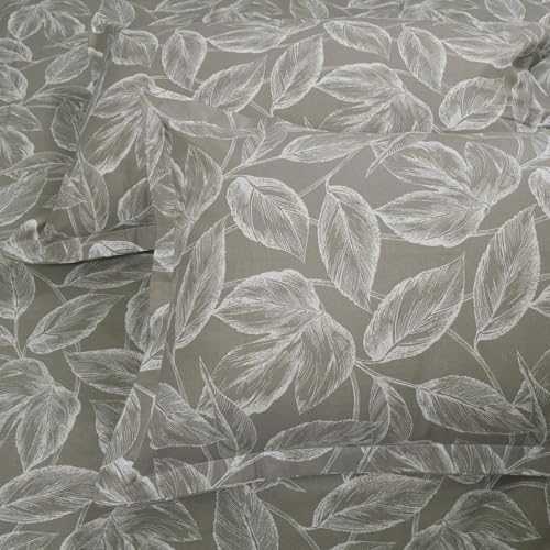 Image of Huesland by Ahmedabad Cotton 144 TC Cotton Pillow Covers Set of 2 - Antique Pewter & White