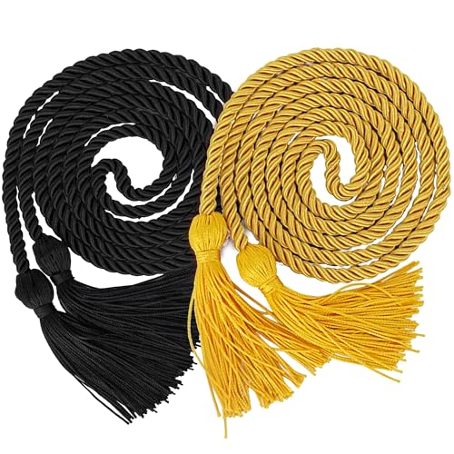 Image of GraduationMall Double Graduation Honor Cords Black & Gold 68 inch