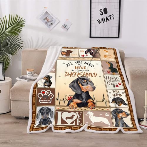 Juirnost Dackel-Geschenke, Daschund-Geschenke für Frauen, Weiner-Hundegeschenke für Frauen, Dackeldecke, Dackel-Geschenke, Hundeliebhaber, Geschenke für Frauen, Decke für Sofa, 127x152.4 cm