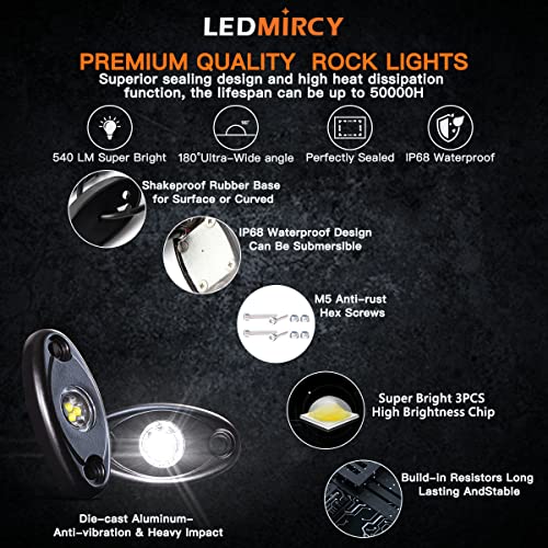 Pure White Rock Lights 30PCS 6000K Super Bright Rock Light White for Off Road Trucks ATV UTV SUV Boat Car Underglow TRAI Rig Light Underbody Neon Lights High Power Waterproof Shockproof - Image 5