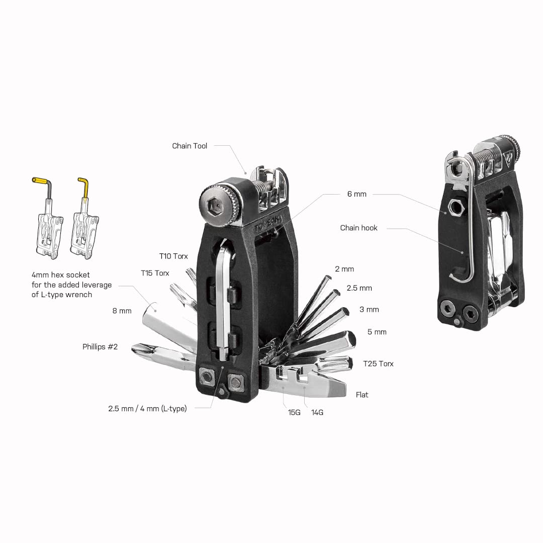 TOPEAK Multiherramient Ninja Master+ T16, Erwachsene, Unisex, Mehrfarbig, Einheitsgröße