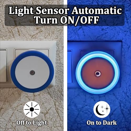 Image of fizzytech Smart Motion Sensor LED Light Bulb with Automatic On /Off and Dimmable Blue Glow, Energy Efficient 7W LED Bulb for Home, Stairs, Kitchen, Bathroom, Wardrobe Lighting (Round Blue Pack-2)