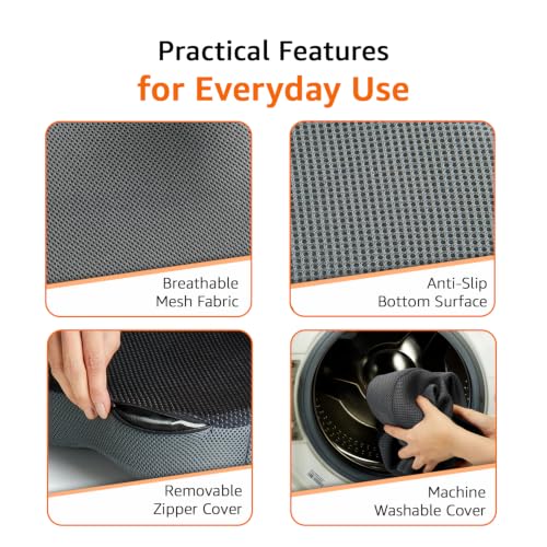 Image of Amazon Basics Coccyx Cushion | Orthopedic Memory Foam Seat Cushion | Tailbone Pain Relief | Pressure Relief & Posture Support | Anti-Skid Base