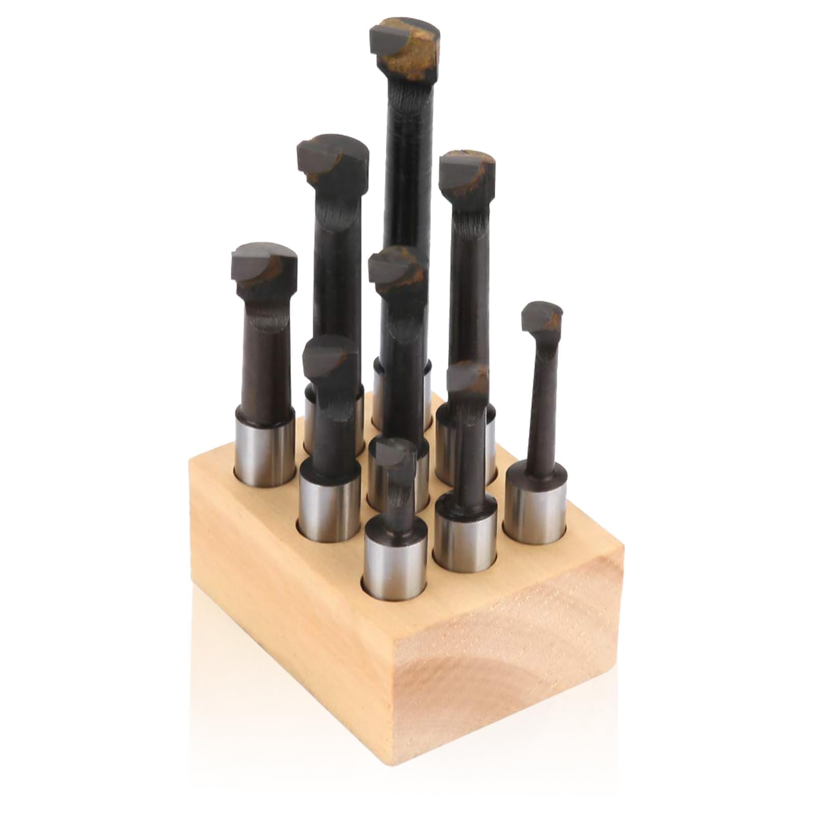 Agatige 9 Pièces Ensemble de Barres D'alésage, Tête D'alésage, F1 de 12mm Tenant Outil de Tour CNC en Acier Haute Vitesse de Type avec Base Outils de Tournage de Barres D'alésage