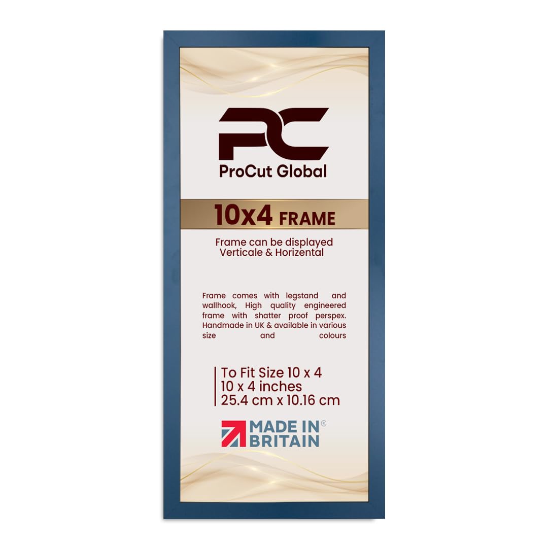Procut Global 10X4 Navy Blue Picture Frames - Modern Wooden Photo Frame with Shatterproof Perspex for Wall or Tabletop - Perfect for Posters, Certificates, Prints - Sizes & Colors Available