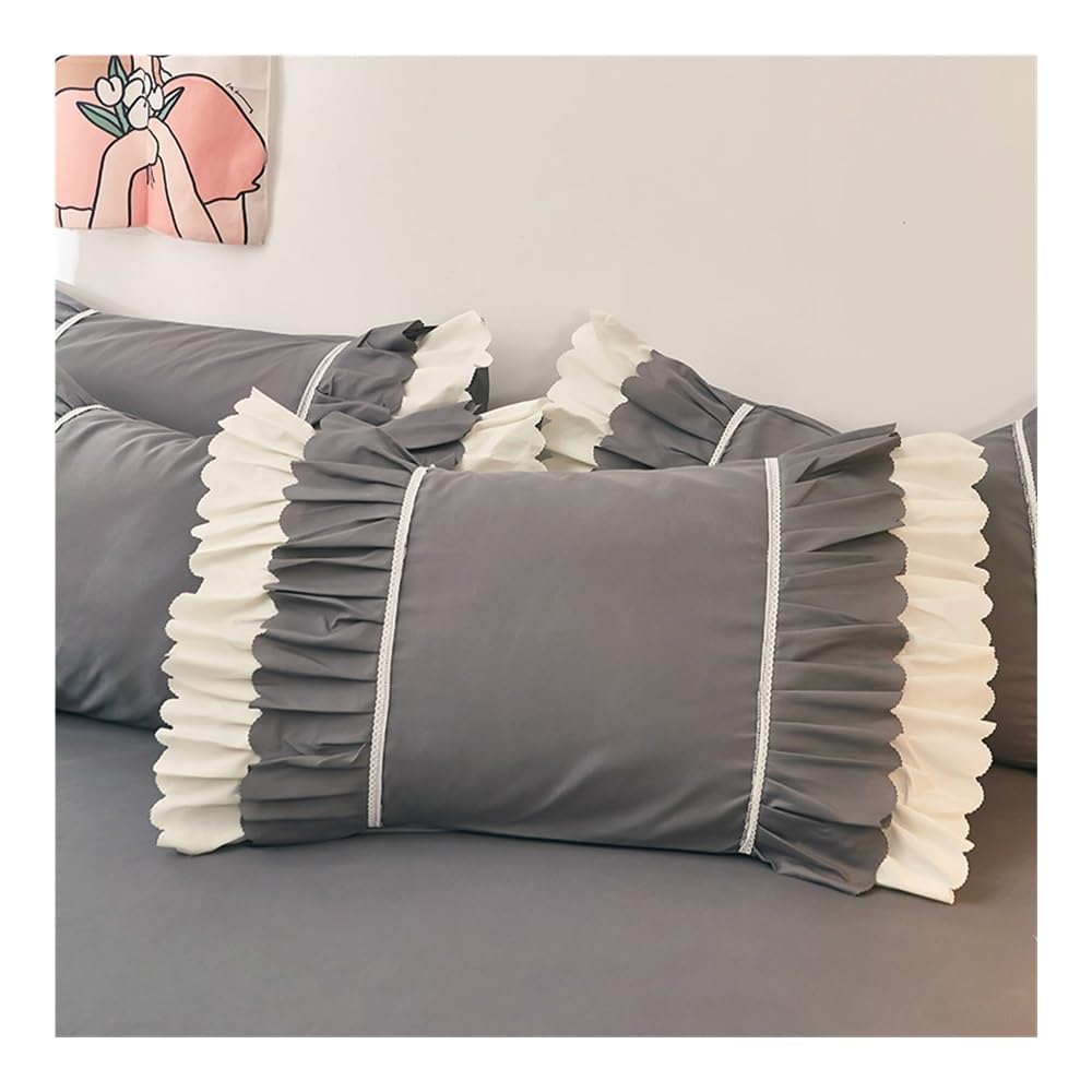 1/3 mantovana giroletto con volant, fascia elastica, tinta unita, materasso singolo/queen/king size o 2 federe (rosa, 3 pezzi gonna 120 x 200 cm)