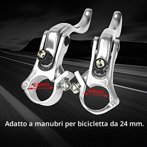 Leva Freno Bici,1 Paio di Accessori Per Freno Manubrio In Lega Di Alluminio da 24 Mm Per Bicicletta Ciclismo (Argento)
