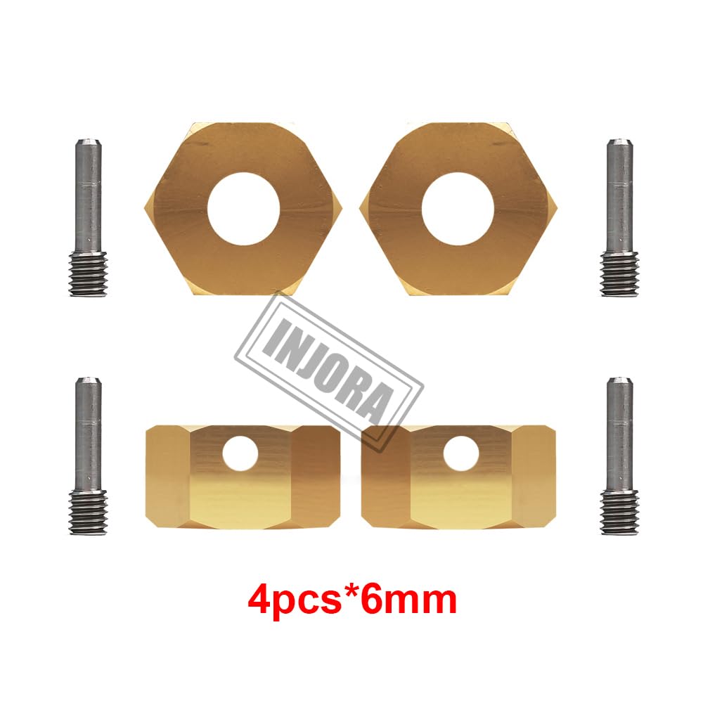 Lot De 4 Adaptateurs Hexagonaux 12 Mm En Laiton – Pour Moyeux De Roue – SCX10 III – Épaisseur 12 Mm, Trou Central 6 Mm – RC Crawler