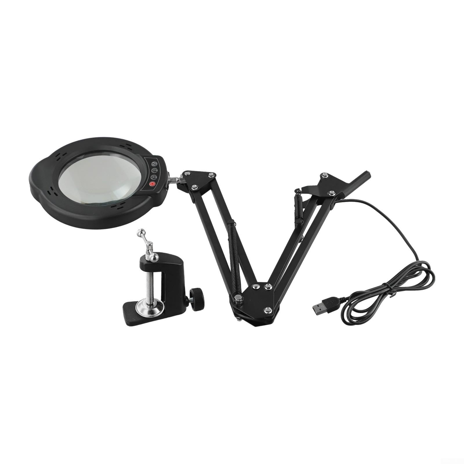 Lampada con lente d'ingrandimento a LED, 5 modalità, dimmerabile, con clip