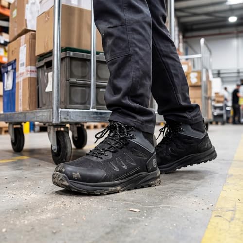 Image of NINGO Steel Toe Work Boots for Men, Waterproof Slip Resistant Work Boots for Men, Wide Toe Comfortable Mens Safety Work Shoes with Zero Drop, Oil Resistant for Construction, Industrial, Warehouse