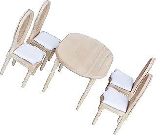 COHEALI 1 Conjunto De Mesa E Cadeiras De Casa De Bonecas Brinquedos Em Miniatura Bonecas Vintage Brinquedos Antigos Conjunto De Cadeiras De Mesa Em Miniatura 1/12 Móveis Em Miniatura Mini