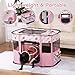 Portable Pet Playpen, Cat Playpen for Indoor Cats Enclosed，Kitten Playpen Indoor with Resistant Breathable Shade Cover,Indoor Outdoor Use for Small Medium Pet (M, Pink)