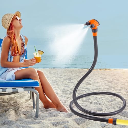 TOHONGADON Standing Misters for Outside Patio, Thickened Pipe 360° Adjustable Nozzle Portable Outdoor Misting System for Cooling, Outdoor Water Mister Kit for Backyard Pool BBQ Pets Porch Sprinkler