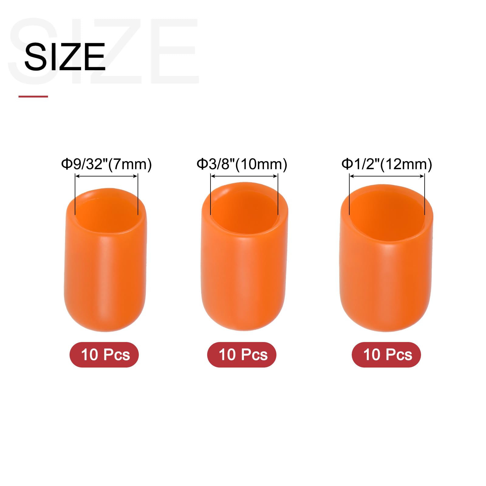 QUARKZMAN 25Pcs Embouts En Caoutchouc De 9 Mm De Diamètre Intérieur En PVC Vinyle Capuchon D'Extrémité Rond à Vis Protecteurs Jaunes