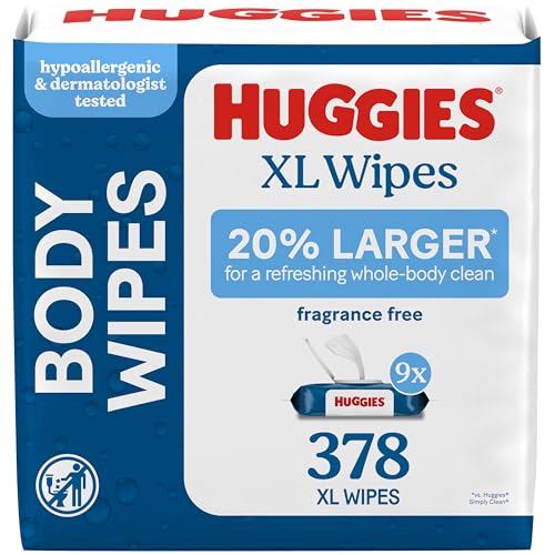 Image of Huggies Extra Large Unscented Wipes, 9 Flip-Top Packs, 378 Count