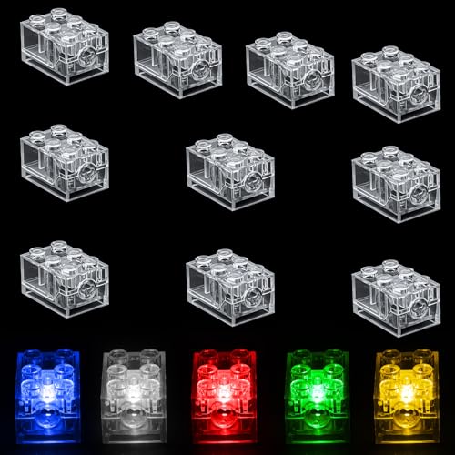 AUAUY 15 Pièces Blocs de Construction Lumineux à LED, 2x3cm Briques Lumineuses Carrées 5 Couleurs, RéUtilisables avec Piles RemplaçAbles, Compatibles avec...