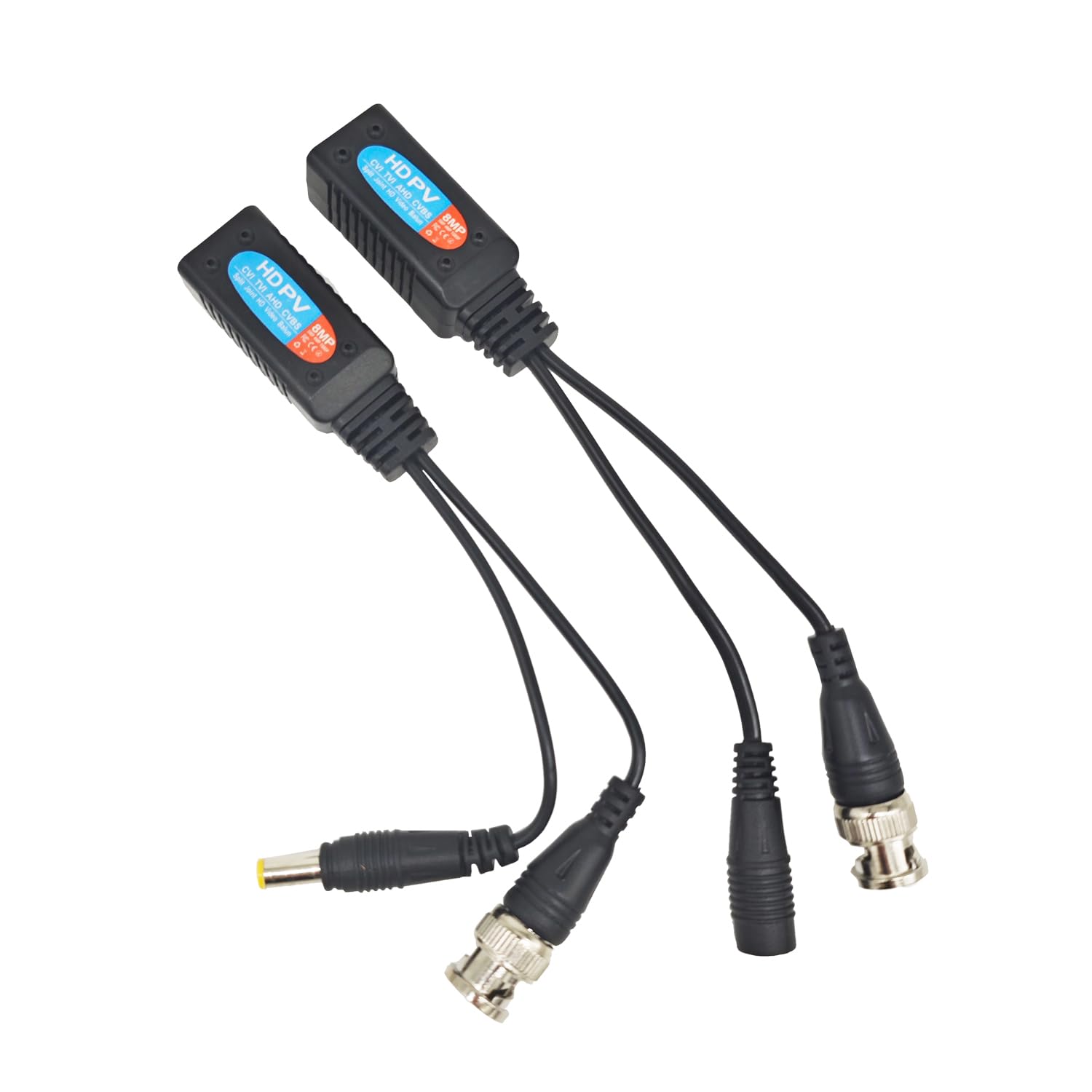 AAOTOKK Video Balun RJ45 naar BNC Transceiver Zender HD-CVI/TVI/AHD/CVBS met Power Connector voor 1080P 3MP 4MP 5MP 8MP CCTV Beveiliging DVR Surveillance Camera Systeem (2Pairs