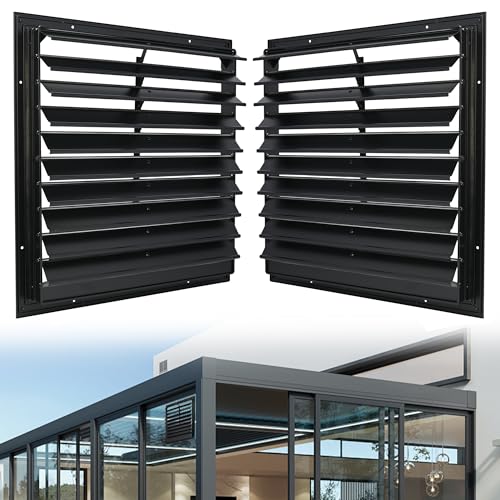 YAGEANNL 20 Inch Automatic Exhaust Shutter Louver Vent, 2Pcs Aluminum Gravity Shutters Louver for...