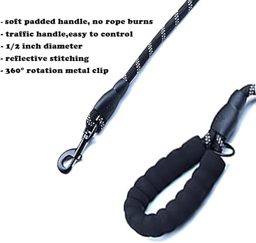 Miniatura 5 de Love Dream Correa para perro de 6 pies de largo con 2 cómodas asas acolchadas, hilos reflectantes con doble asa para control de seguridad, correa de