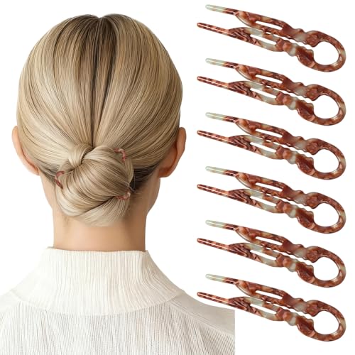 Sunolga 6 horquillas pequeñas francesas de 2.85 pulgadas para mujer, horquillas de prestigio para todo el cabello, forma curva para un mejor ajuste de la cabeza, horquillas de diseño antideslizante