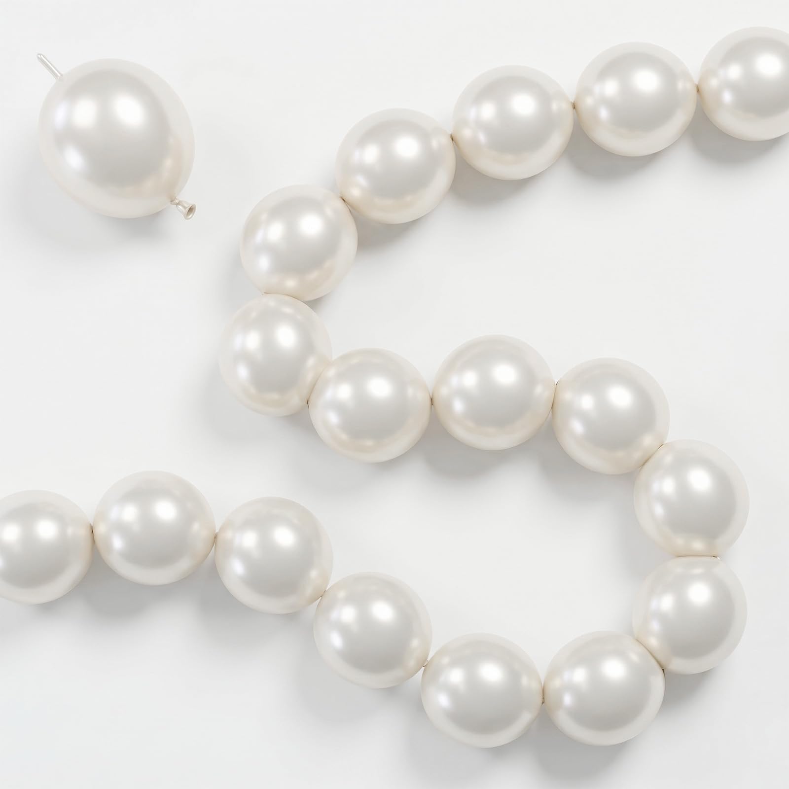 Pearl White Linking Balloons for Wedding Bride Shower Mermaid Party Decor | 100PCS 6 Inch Pearl Color Link Balloons for Birthday Bachelorette Baby Shower Engagement Seashell Baptism Party Decorations