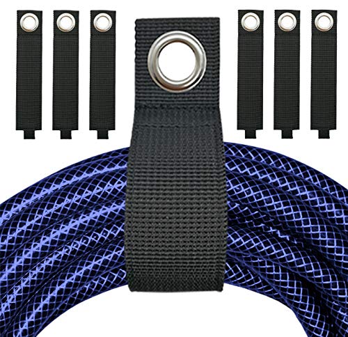 Extension Cord Organizer(6 Pack), Extension Cord Holder for Garage Organization and Storage, Heavy Duty Storage Straps for Cables, Hoses and Ropes, with Grommet for Hanging - Black