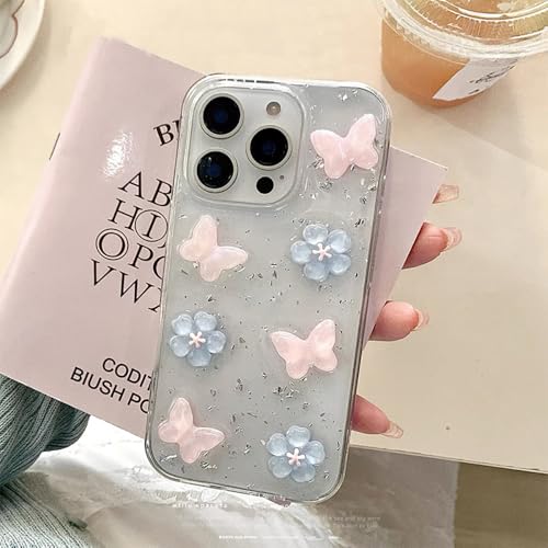 Coque iPhone 16 antichoc transparente motif papillon rose