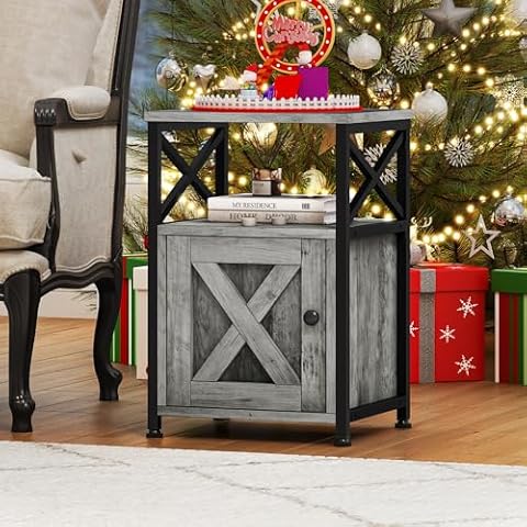 YITAHOME X-Shaped Side Table with Charging Cover