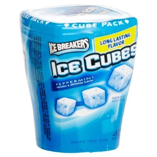 Ice Breakers Ice Cubes Sugar Free Peppermint Gum, 40-Piece Bottle Packs(Pack of 2)