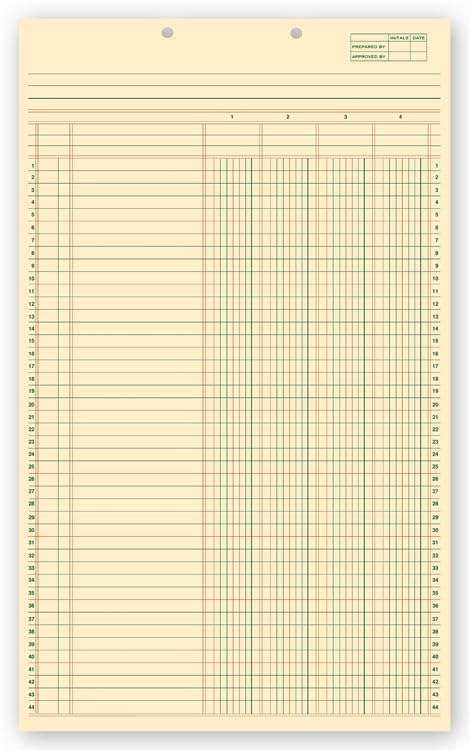 NEBS 5Forms Columnar Pads 4 Column 8 1/2 x 14 QTY 10 PADS 50 SHEETS PER PAD