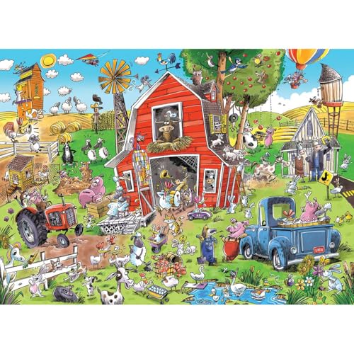 Cobble Hill 1000 Piece Puzzle – DoodleTown: Farmyard Folly – Sample Poster Included