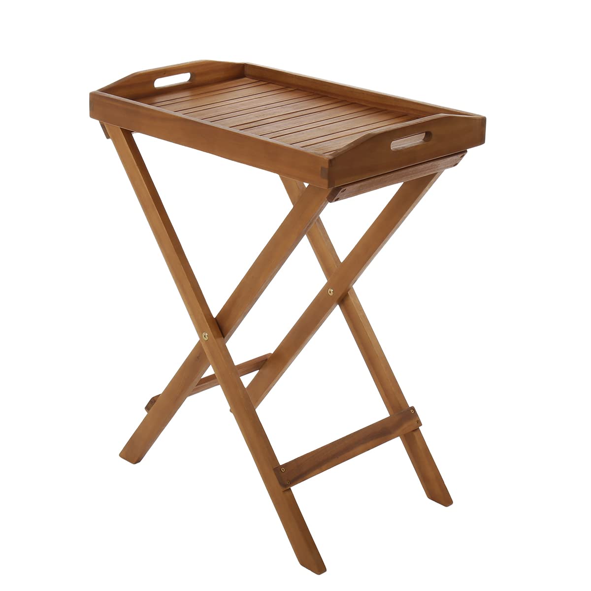 Charles BentleyFSC Certified Acacia Wooden Butler Tray - Space Saving Design Compact Foldable