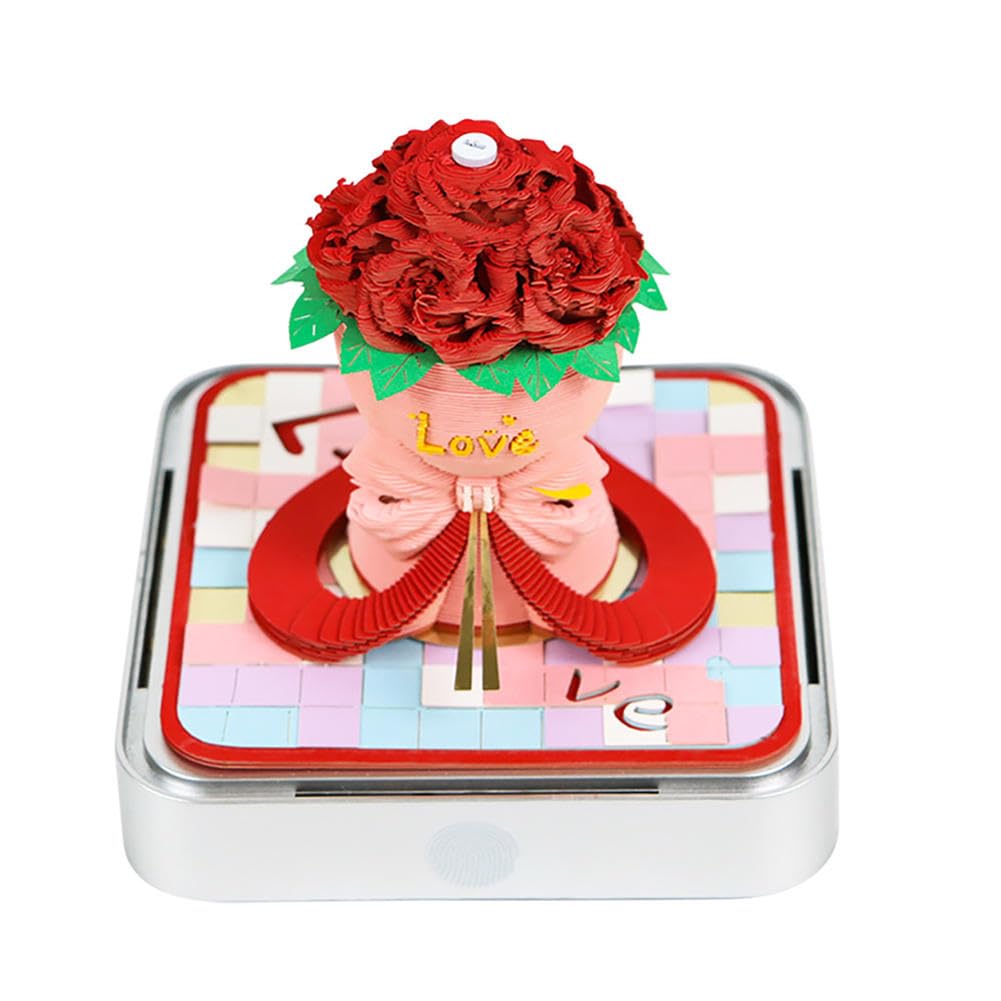 Kalendarz 3D Calendar 2025 Calendar Tabs, Tear off Calendar 2025,Rose-Themed 3D Paper-Carved Calendar For: Holiday Gifts,Tabletop Ornaments