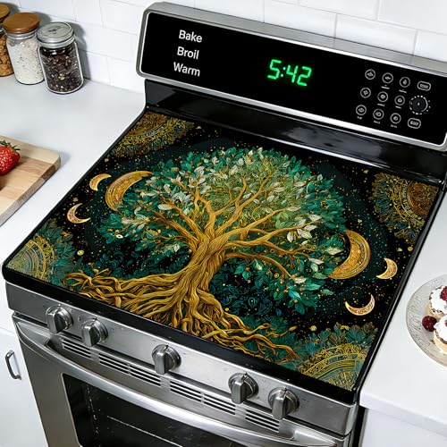Image of Stove Guard Mat for Electric Stoves -Heat-Resistant Protector, Non-Slip Kitchen Counter Mat Stylish Kitchen Decor (Tree)