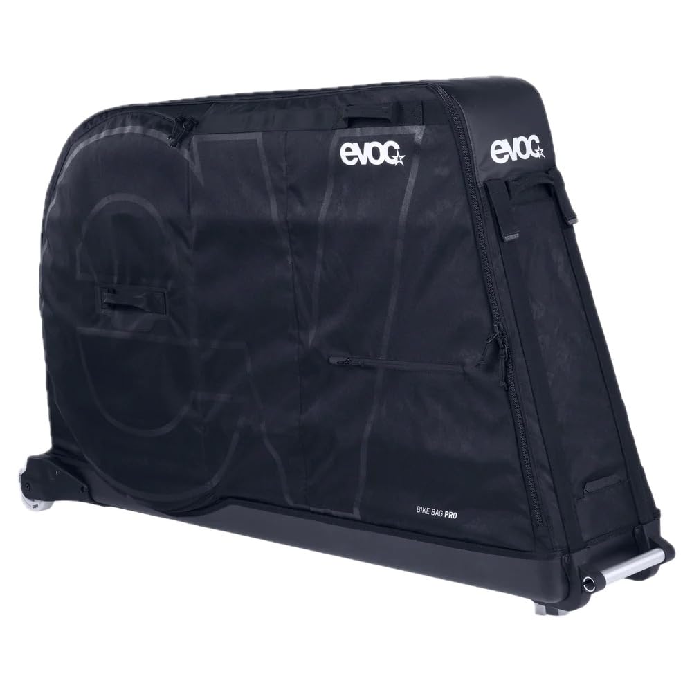 EVOC BIKE BAG PRO Fahrradkoffer (zusammenfaltbare Fahrrad-Transporttasche für Renn-, Gravel-, XC-, FR-, Enduro-, DH- & ≤29“-Räder, CLIP-ON WHEEL 3.0, max. Radstand 130 cm, BIKE STAND PRO), Black