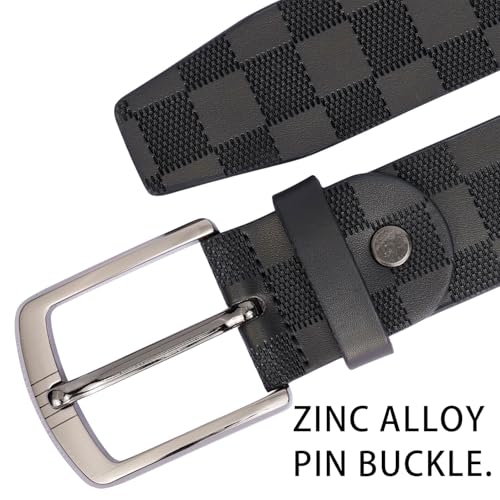 Men's 3.8cm Checkered Belt - Double Bonded Split Leather, Laser Alloy Buckle, No-Stitch Commuter & Daily Wear2