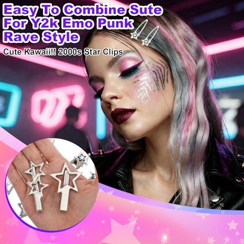 24 Pzas Pinzas de Estrella Plateada para Cabello miniatura 6