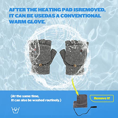 USB Heated Gloves for Women & Men, CestMall Full & Half Hands Heated Fingerless Gloves, Mitten Winter Warm Laptop Gloves… - Image 5
