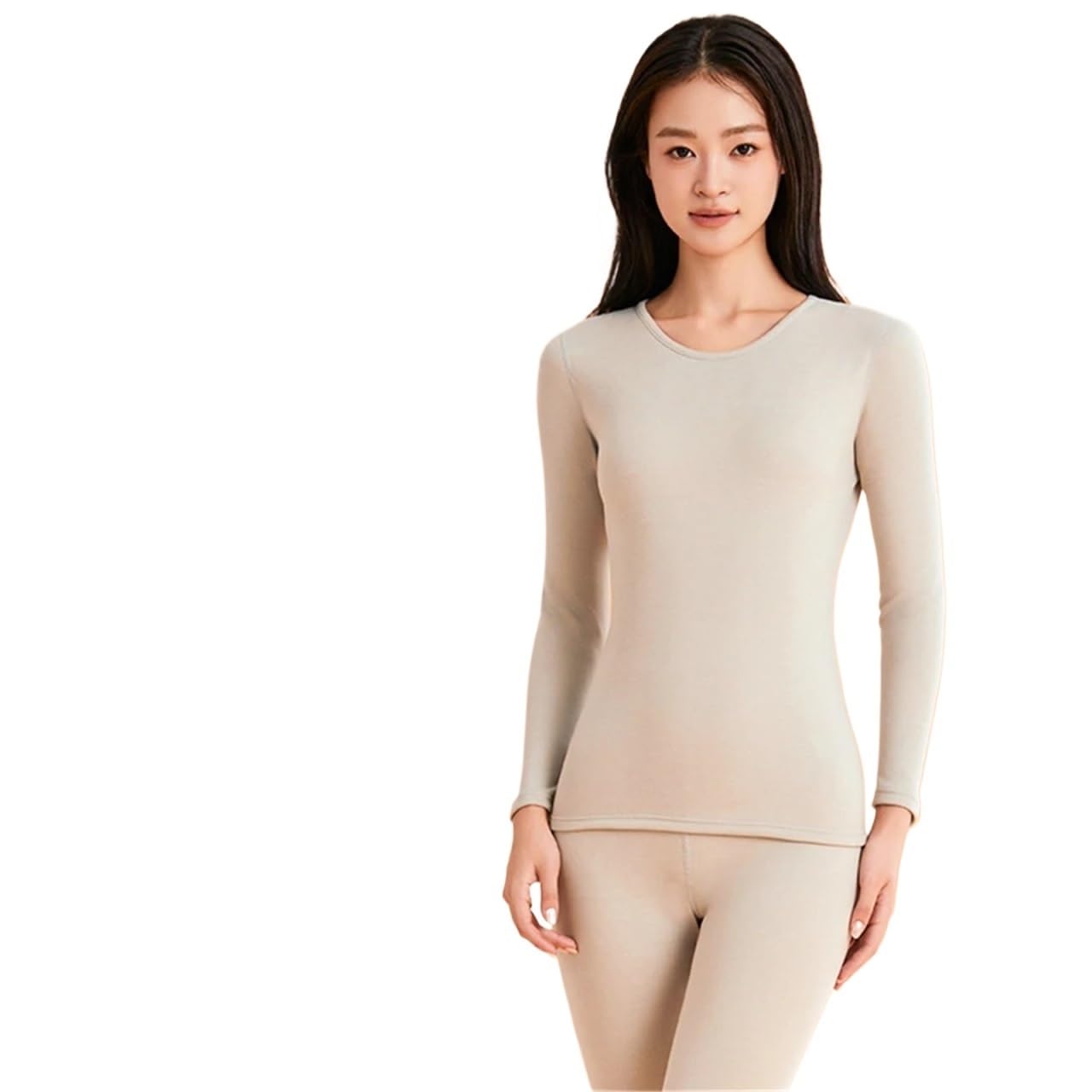 Conjuntos Térmicos Para Mujer Ropa interior térmica sin costuras for mujer, pantalones de manga larga con cuello redondo, conjunto de dos piezas, traje de lencería suave y cálido de terciopelo Conjunt