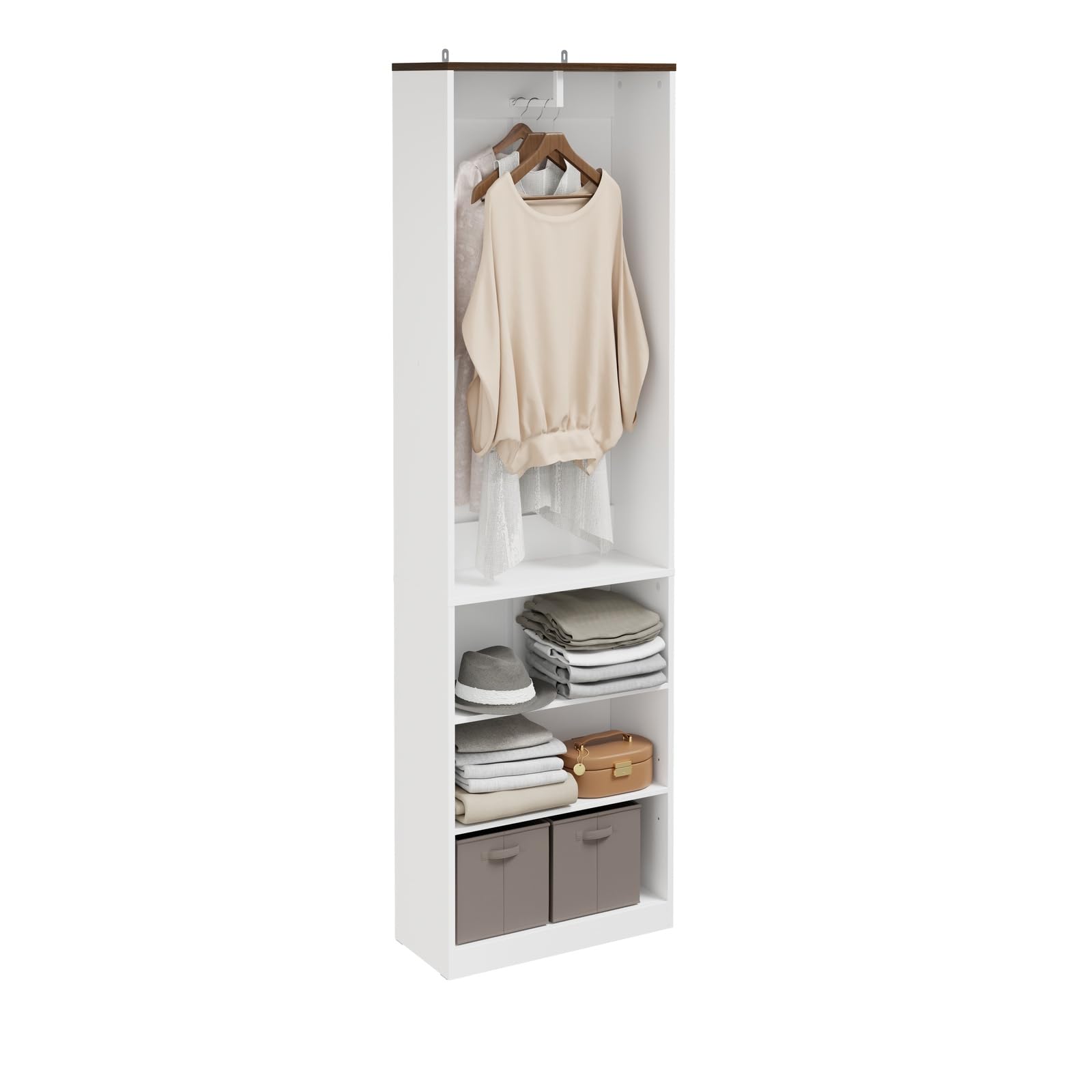 SoBuy Single Wardrobe, 25cm Slim Open Design with Hanging Rail for Bedroom