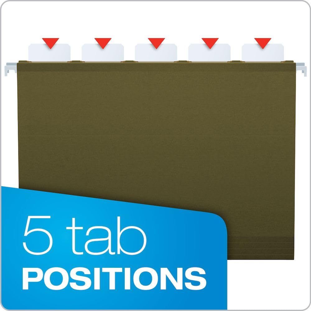 Pendaflex ready-tab reinforced Hanging Folders with Lift Tab Technology 25-Count Standard Green
