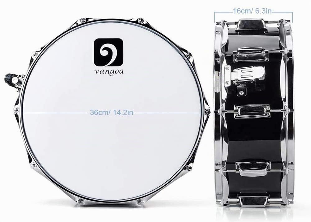 Vangoa Snare Drum 14 Zoll Ahornholz Cavity Kleine Trommel Akustik Schlagzeug Snaredrums mit Snare Drähten, Geeignet für Profis, Studenten und Anfänger