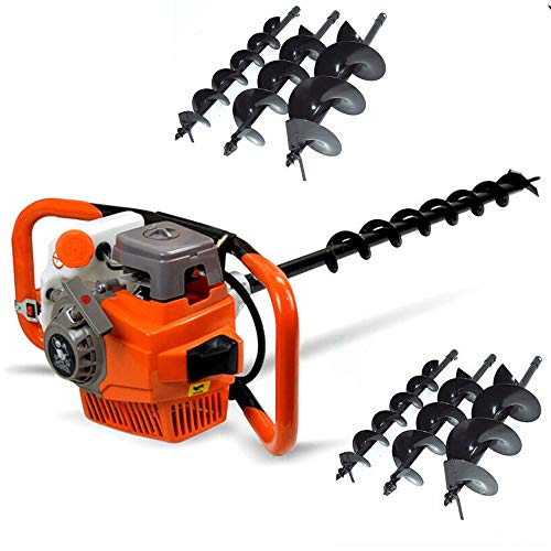 TFCFL 71CC Heavy Duty Gas Powered Post Hole Digger with 3pcs Earth Auger Drill Bits (4"/6"/8" Bits) and 12'' Extention Barï¼ˆProducts Will be Delivered in Two Packages) (71CC)