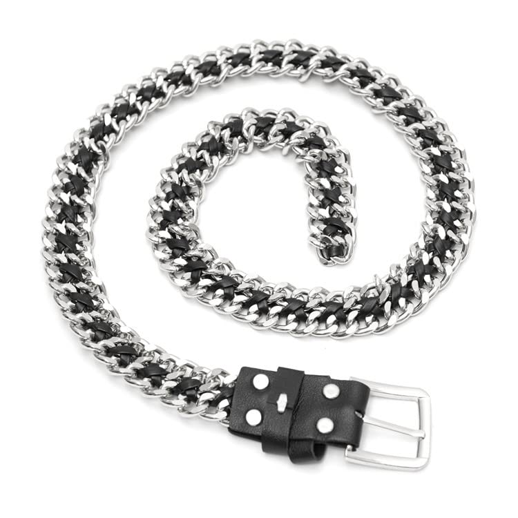Metal Leather Chain Belts Waist Accessories Punk Belts For Women Ladies Dresses