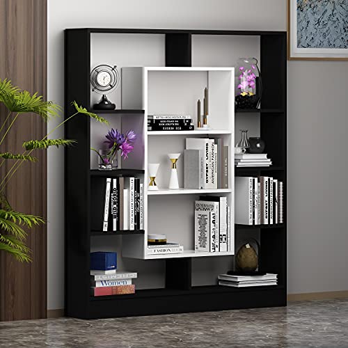 HOMIDEA Venus Bibliothèque - Étagère de Rangement - Étagère pour Livres - Étagère pour Bureau/Salon par Le Design Moderne (Noir/Blanc)
