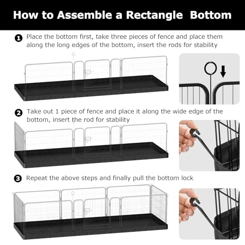PJYuCien Rectangle Playpen Bottom Pad- Stabilize the Dog Play Pen, Fits 8 Panels 24" Width Metal Dog Playpen -24"x72" Assembly Size 600D Oxford Cloth Waterproof Playpen Bottom (Only Bottom Pad) by PJYuCien - Image 4
