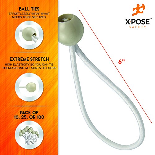 Image of 40' x 60' Multipurpose 5 Mil Blue Poly Tarp with Reinforced Grommets + 6 inch White Bungee Ball Cords (25 Pack) for Tarps, Canopies, Walls - Xpose Safety