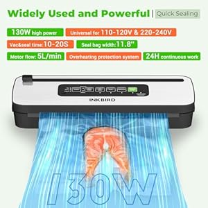 Vacuum Sealer Machine, INKBIRD Powerful 130W High Power with Liquid/Moist/Dry 6-Food Modes, Compact Food Preservation System with Cutter, Full Start Kit with Pre-cut Bags*10 (8''*11.8''), EXT-VAC Vacuum Sealer Machine INKBIRD Powerful 130W High Power with LiquidMoistDry 6 Food Modes Compact Food Preservation System with Cutter Full Start Kit with Pre cut Bags10 8118 EXT VAC