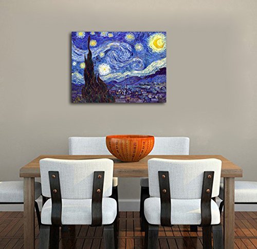 La nuit étoilée de Van Gogh impression sur toile grand format pour habiller un mur blanc