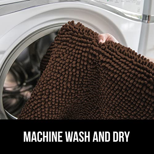 Image of Gorilla Grip Shag Chenille Bathroom Toilet Lid Cover, 19.5 x 18.5 Inches Large Size, Machine Washable, Ultra Soft Plush Fabric Covers, Fits Most Size Toilet Lids for Bathroom, Brown
